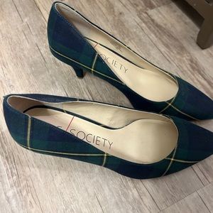 Sole society navy plaid 3 inch heels size 9